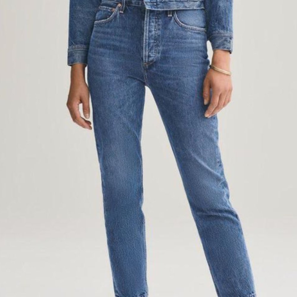 Agolde Riley High Rise Straight Crop in Air Blue